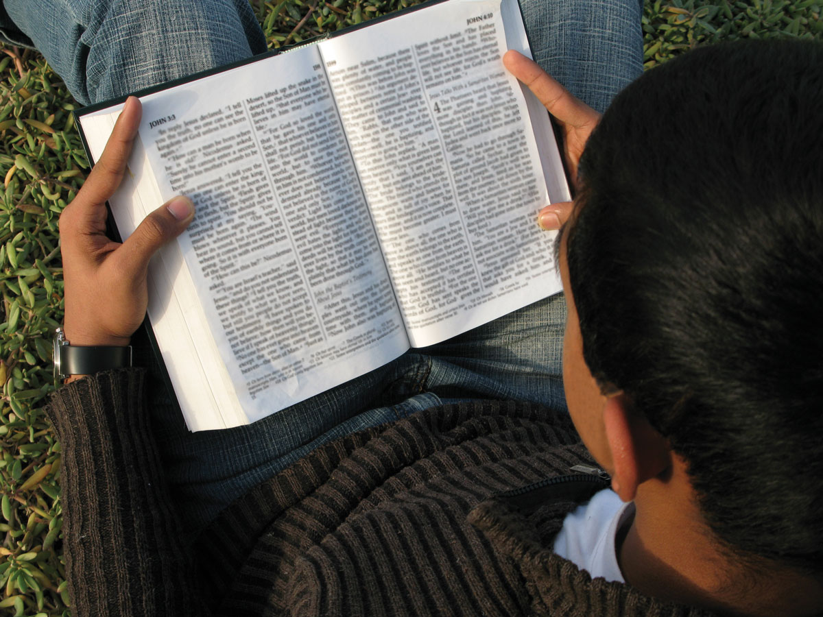 Boy reading the Bible