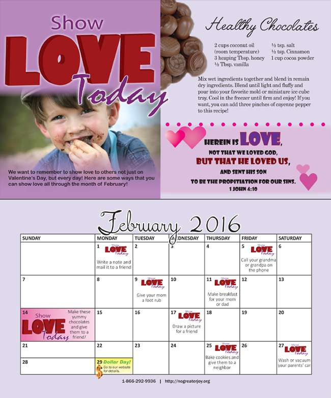 Calendar Page for February 2016