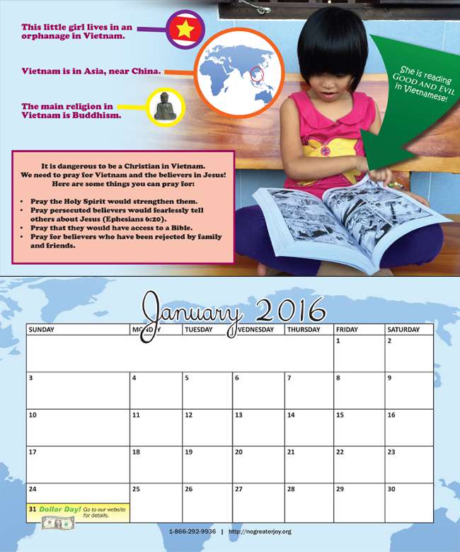 Calendar Page for January 2016