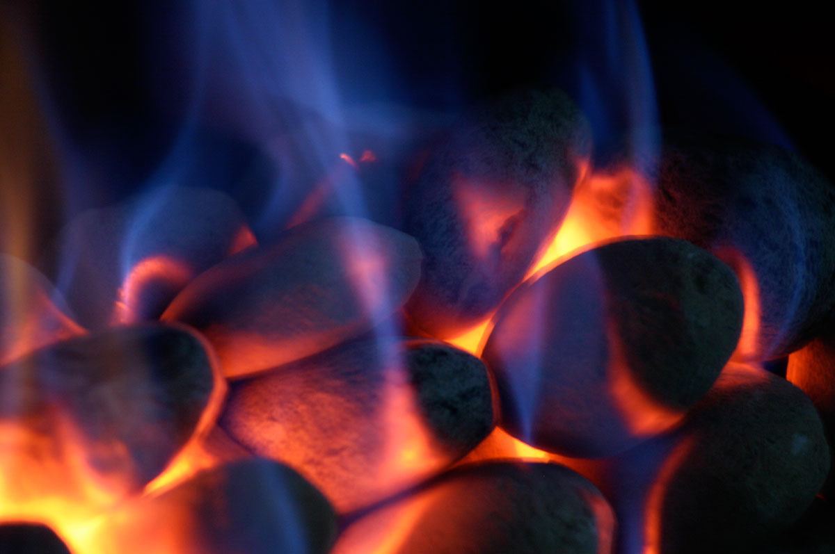 Burning hot coals